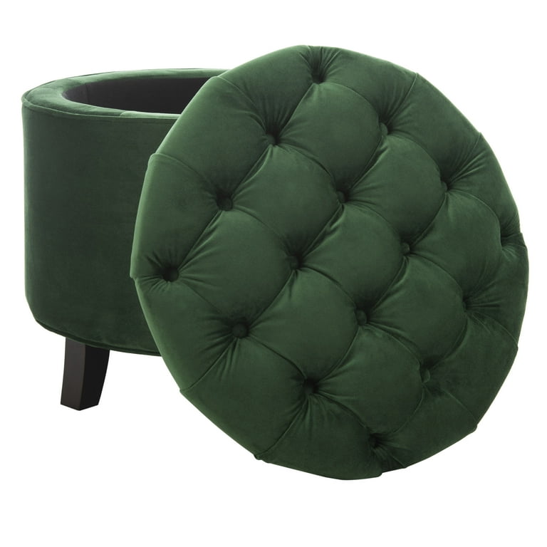 SAFAVIEH Amelia Contemporary Glam Tufted Storage Ottoman Emerald Walmart