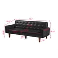 thumbnail image 4 of Convertible Sofa Bed With Three Adjustable Positions, PU Leather Couch With Five Wooden Legs and Tufted Buttons Trim, Upholstered Loveseat Couch Bed for Small Space, Living Room, Office, Black, 4 of 7
