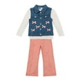 thumbnail image 2 of Little Lass Toddler Girl Vest, Tee, and Pant 3-Piece Set, Sizes 2T-4T, 2 of 7