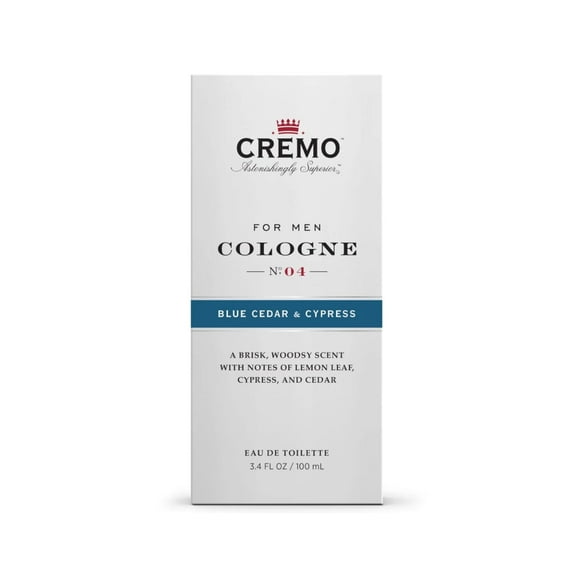 Cremo Blue Cedar & Cypress Cologne Spray, A Woodsy Scent with Notes of Lemon Leaf, Cypress and Cedar, 3.4 Fl Oz