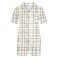 thumbnail image 7 of Women Chic Graphic Two Piece Pajamas Set Button Down Short Sleeve Tops and Shorts Set Lapel Lounge Matching Pjs, 7 of 7