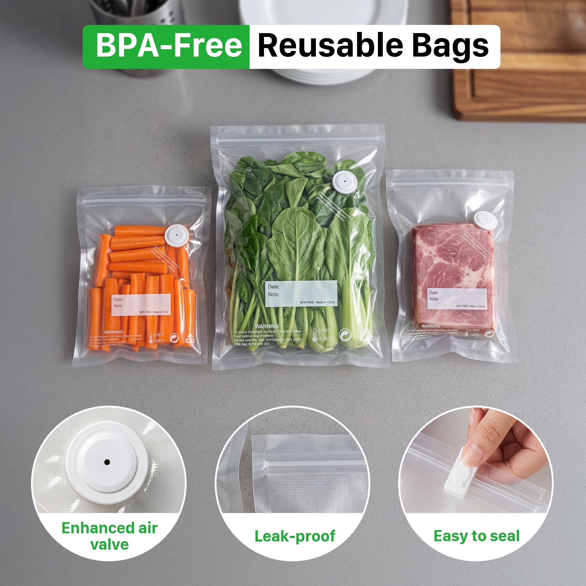 Handheld Vacuum Sealer for Food, 30 Reusable Bags & Battery Level Indicator for Kitchen,Gifts for Mom, Wife, Chef & Home