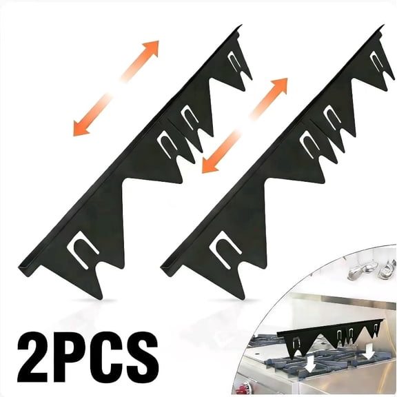 2-Pack Stainless Steel Stove Gap Covers, Adjustable 13.8" to 27.5", Black