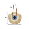 thumbnail image 2 of Straw bag circular summer large woven beach bag wallet handle shoulder bag women's vacation handbag - Beige, 2 of 5