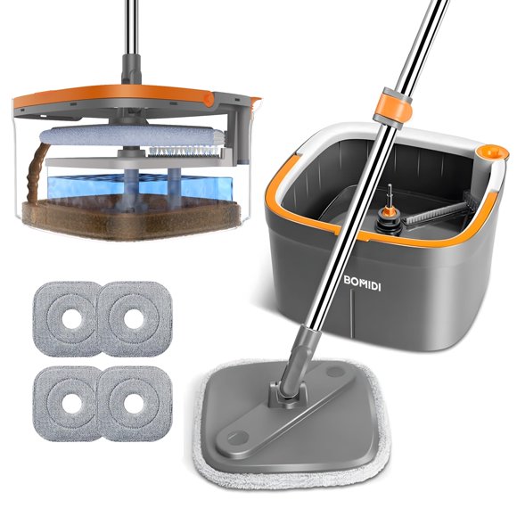 Juego de fregonas y cubos BOMIDI Spin Mop con agua sucia separada
