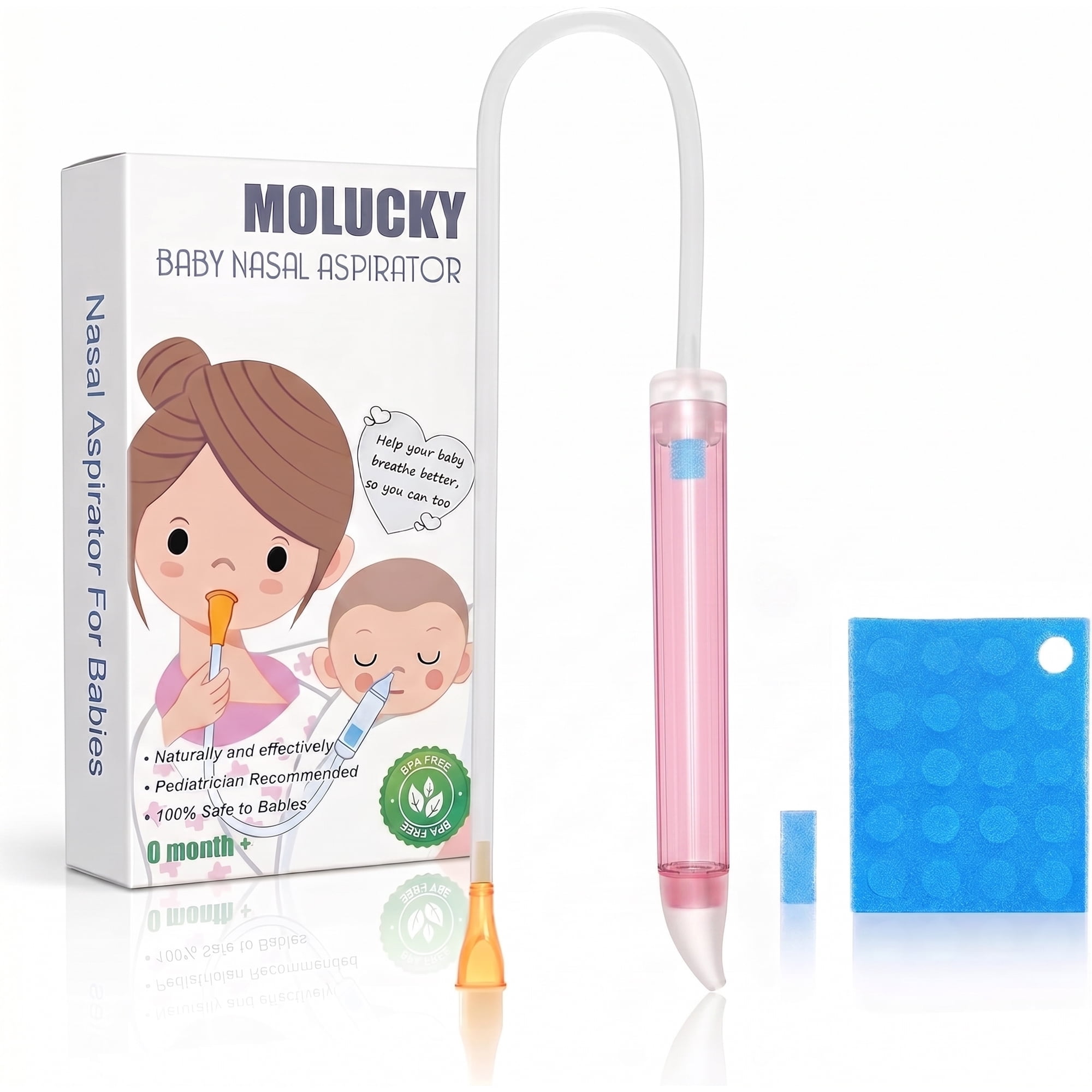 Baby Nasal Aspirator with 24 Filters , Baby Nose Sucker for Toddler, Sealed Design & Soft Silicone Tip, BPA-Free