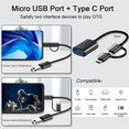 thumbnail image 3 of 3 Piezas Negro 2 en 1 OTG USB C/Micro a USB Adaptador, USB C a USB Hembra, Cable Adaptador Micro a USB OTG Compatible con iMac Android Google Samsung Galaxy y más, 3 of 5