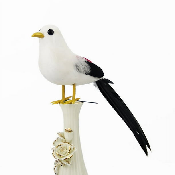 Nvzi 2 piezas de pájaros artificiales de 10,6 pulgadas, loro realista con modelo de decoración de loro con plumas realistas para manualidades de decoración, estilo de estación blanca
