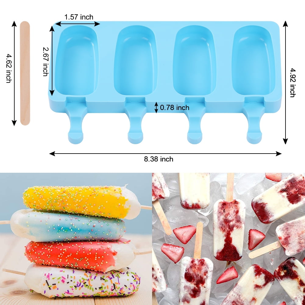 MENARDMD Silicone Popsicle Molds with Lid,Ice Cream Mold for Kids Homemade Ice Cream Makers Mold with 50 Wooden Sticks, Snowman, Size: As Shown, Purple