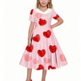 thumbnail image 1 of Vestido de manga corta con cuello vuelto para niñas Vestido elástico de manga corta para niñas Vestido skater con volantes de corte A Vestido de recital escolar Vestido de manga corta con cuello vuelt, 1 of 6