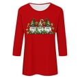 thumbnail image 4 of asdoklhq T Shirts for Women Printed Casual Round Neck Pullover Three-quarters Sleeve T-shirt Red L, 4 of 4