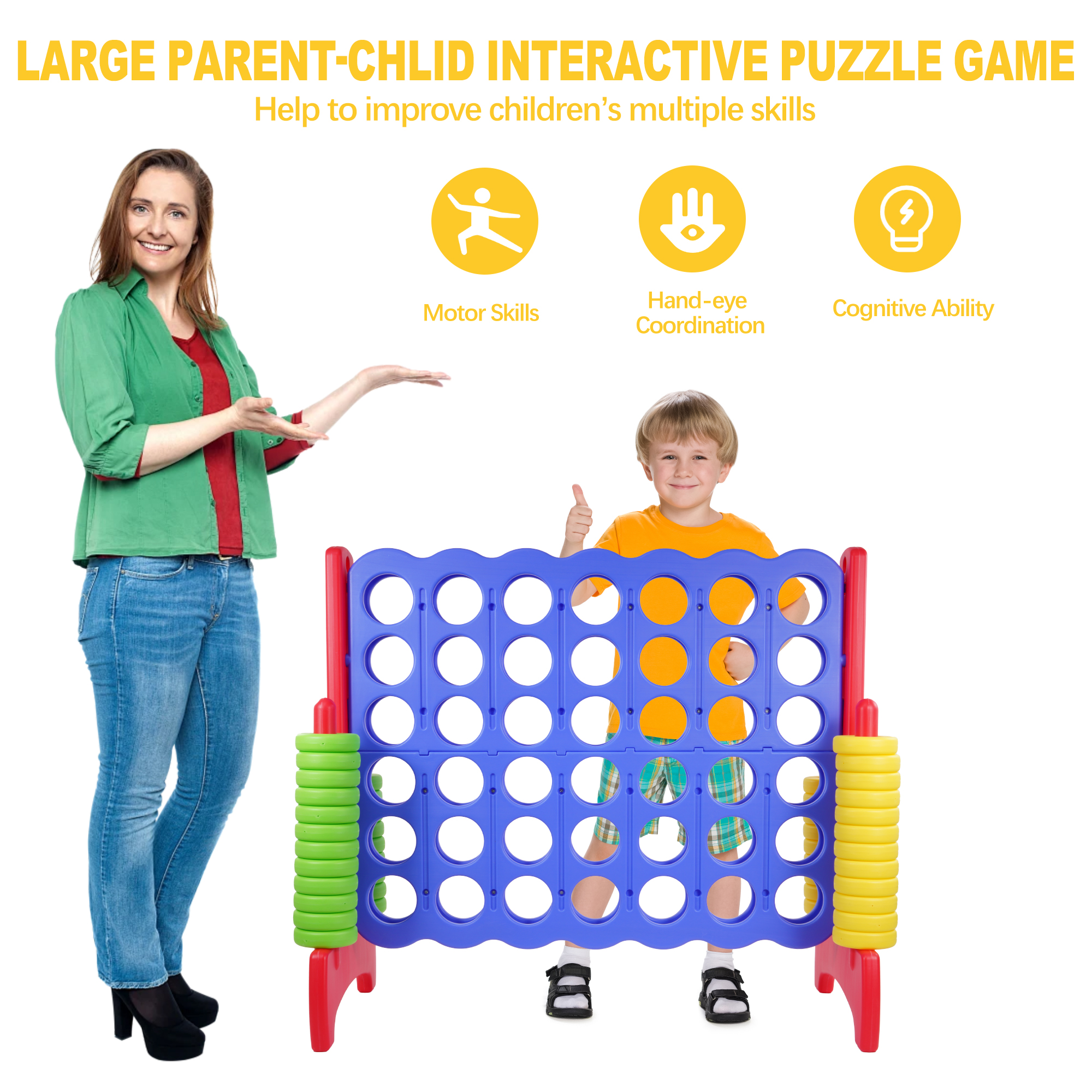 FlexWave 4-to-Score Game Set, with 42 Jumbo Rings and Quick-Release Slide, for All Ages, Perfect for Holiday Parties and Family Games, Large Size