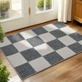 thumbnail image 1 of Washable Front Door Mat Indoor Entrance 2x3 Checkered Rug, Flat Print Plaid Area Rugs Ultra-Thin Carpet Stain Resistant Non-Slip for Entry Kitchen Hallway Kids Room Laundry Bedroom(Gray and White), 1 of 6