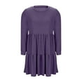 thumbnail image 6 of Miluxas Womens Long Sleeve Mini Dress Casual Round Neck Ruffle Dresses Slim Fit Spring Fall Dresses with Pockets Purple, 6 of 8
