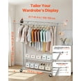 thumbnail image 3 of VEVOR Clothes Rack, Rolling Clothing Garment Rack with 2 Hanging Rods and 2 Storage Shelves, 264 lbs Load Capacity, Adjustable Height Carbon Steel Clothing Racks, 3 of 9