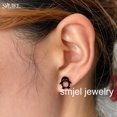 thumbnail image 2 of Pendientes de animales de acero inoxidable 100% para mujeres y niñas, bonitos pendientes de zorro, delfín, mariposa, conejo, dinosaurio, perro, joyería negra de murciélago, 2 of 2
