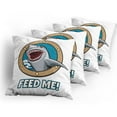 thumbnail image 5 of Ambesonne Cartoon Throw Pillow Cover 4 Pack, Feed Me Words Shark, 16", Multicolor, 5 of 7