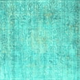 thumbnail image 1 of Ahgly Company Machine Washable Indoor Square Persian Turquoise Blue Traditional Area Rugs, 4' Square, 1 of 4