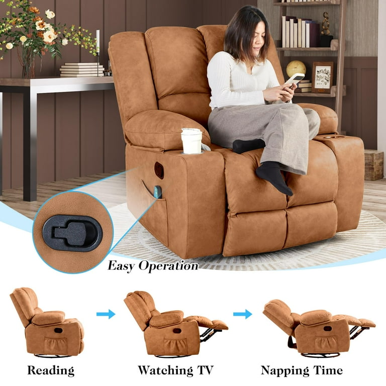 Jocisland Oversized Swivel Rocker Recliner Chair, Lazy Boy Rocking