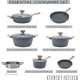 thumbnail image 3 of Country Kitchen Nonstick Induction Cookware Sets - 11 Piece Nonstick Cast Aluminum Pots and Pans with BAKELITE Handles - Induction Pots and Pans with Glass Lids - Grey, 3 of 8