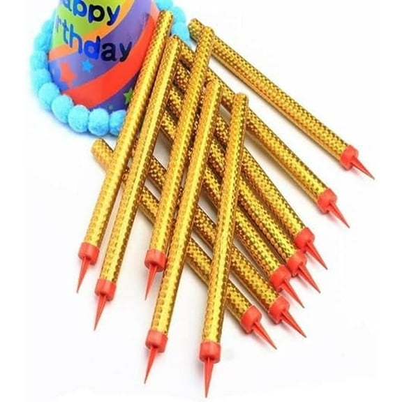 Novelties Sparkling Gold Party / Birthday Candle Set, 12 Pcs, 50  seconds burn time