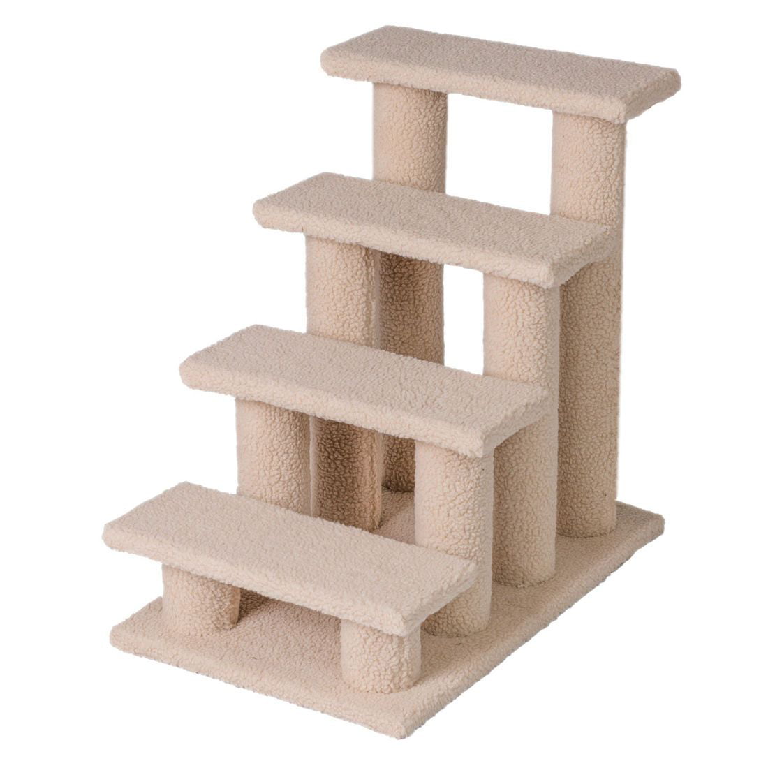 25" 4 Steps Pet Stairs Ladder Ramp Scratching Post Cat Tree Climber for Cat Dog