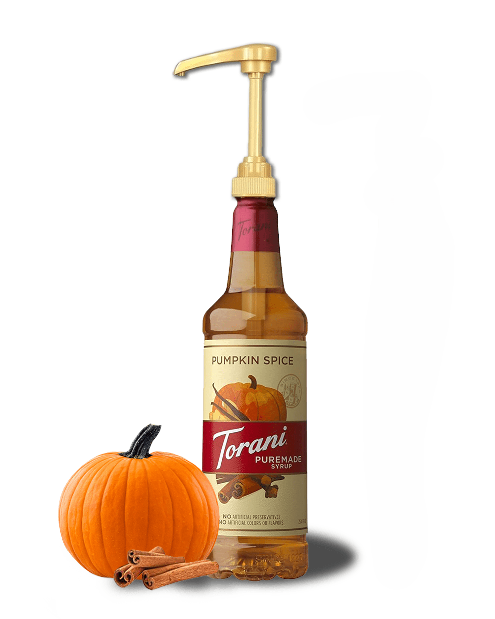 Torani Pumpkin Spice Puremade Syrup 750 mL + Gold Pump