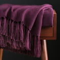 thumbnail image 2 of Chanasya Silky Textured Solid Decorative Throw Blanket with Tassels - Elegant Classy Woven Kntted for Sofa Couch Bed Room Fringed Throw Blanket gift for wedding birthday (50x65 Inches) Aubergine, 2 of 3
