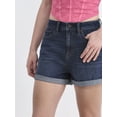 thumbnail image 4 of No Boundaries High Rise Denim Rolled Cuff Shorts, 3'' Inseam, Women's, 4 of 5