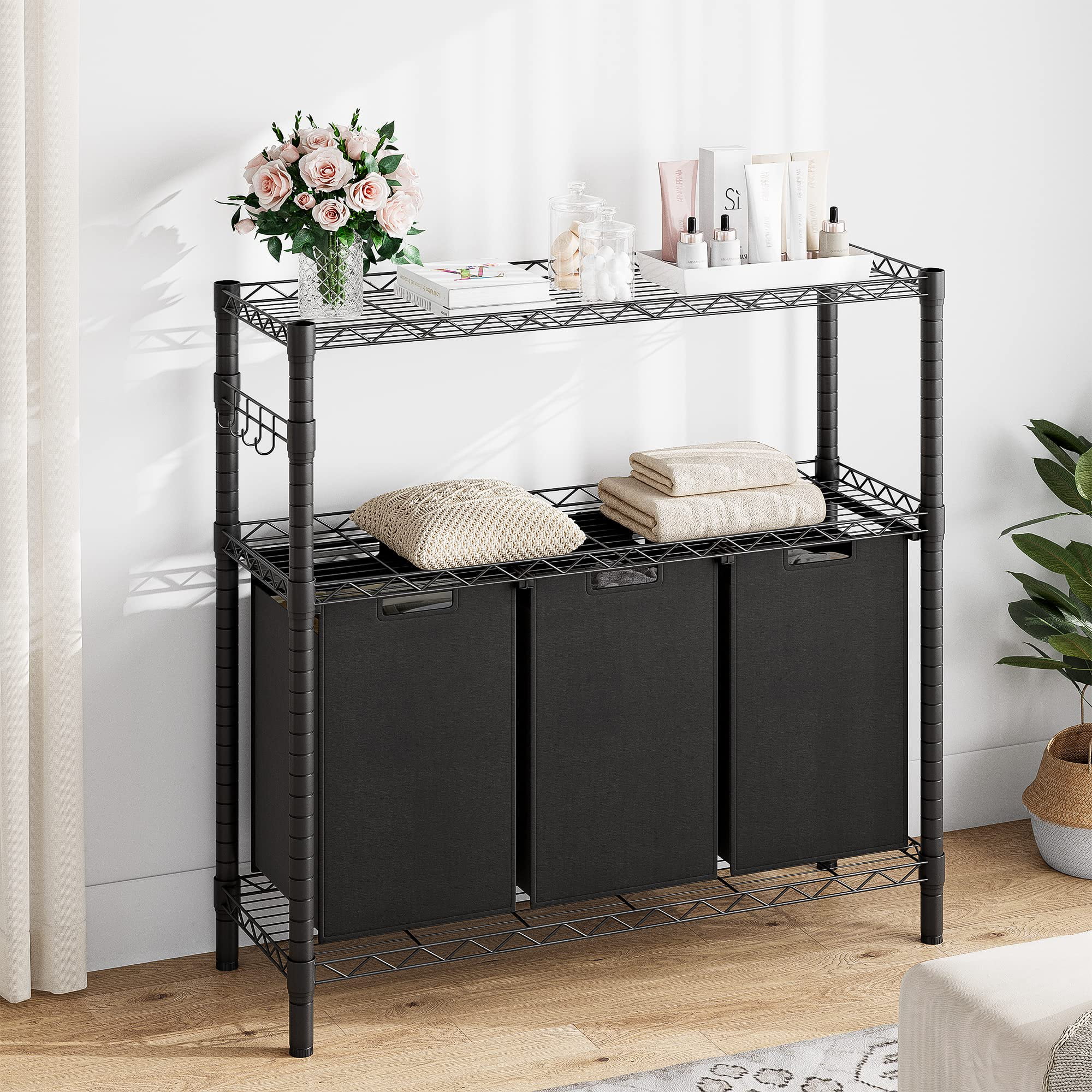 Yesfashion Laundry Sorters with 3 X 45L Laundry Bags & 2 Tier