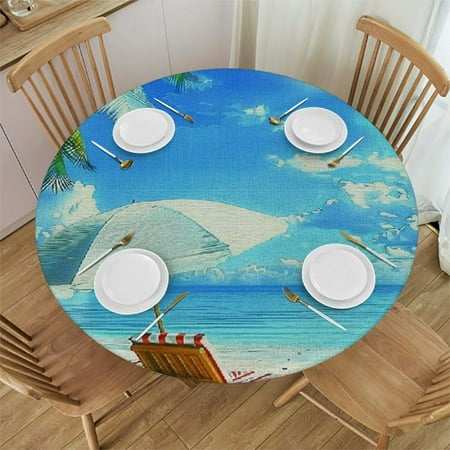 

Orinice Tropical Style Round Table Cover Stain Resistant Washable Indoor Outdoor Tablecloth Kitchen Dining Wedding Parties Waterproof 100% Polyester Fiber 31-35