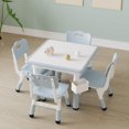 thumbnail image 5 of Height Adjustable Kids Table and Chairs Set – Versatile Toddler Table with Graffiti Desktop, 2 or 4 Non-Slip Chairs, Storage, Perfect for Reading, Drawing, Playing, Eating, Children's Room or Playroom, 5 of 5