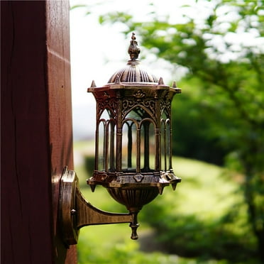 DENEST Wall Lamp, Antique Lantern Light for Outdoor Indoor Porch Brown