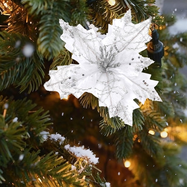 Adornos Navideños Lentejuelas En Polvo Flores Navideñas Tela Flores Artificiales Accesorios Adornos para Árbol de Navidad