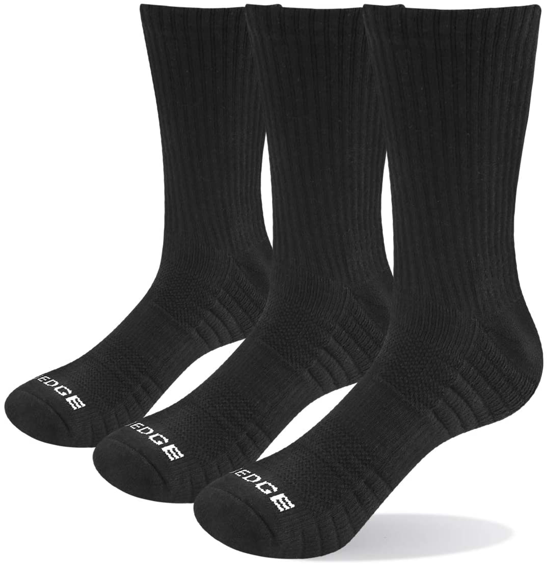 Chaussettes de Marche et de Randonnée Athlétiques pour Hommes, 3 Paires/paquet, Performance, Évacuation de l'Humidité, Rembourrées, Mi-Mollet