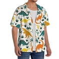 thumbnail image 2 of KLL Dinosaurs and Tropical Leaves Print Men's Shirt Short Sleeve Button Down Summer Cuba Beach Shirts- 3X-Large, 2 of 5