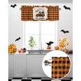 thumbnail image 5 of Halloween Valances for Windows Truck Cat Window Curtain Rod Pocket Orange Black Plaid Holiday Window Treatment Decor Valances for Kitchen Living Room Bedroom 54x18in, 5 of 7