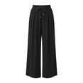 thumbnail image 5 of Palazzo Pants for Women Spring Fall Elastic Waist Wide Leg Loose Fit Casual Flowy Vacation Beach Pants with Pockets, 5 of 6