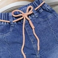 thumbnail image 4 of SERTG Girls Straight Wide Leg Jeans Loose Fit Bow Tie Belt Elastic Waist Kids Spring Summer Casual Long Pants Everyday Trousers(Blue#3,5-6 Years), 4 of 6