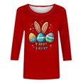 thumbnail image 3 of Camisetas Casuales de las Mujeres Impresas 3/4 Manga Cuello Redondo Blusa, Moda Ligera Superior para el Hogar Y el Uso Diario, Cómoda Imitación de la Tela Del Estante, 3 of 8