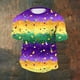 thumbnail image 5 of Ceisia Men's Purple Green Yellow Stripe T-shirt Loose Fit Short Sleeve Round Neck Mardi Gras Festival Tee Tops Purple M Gifts, 5 of 5