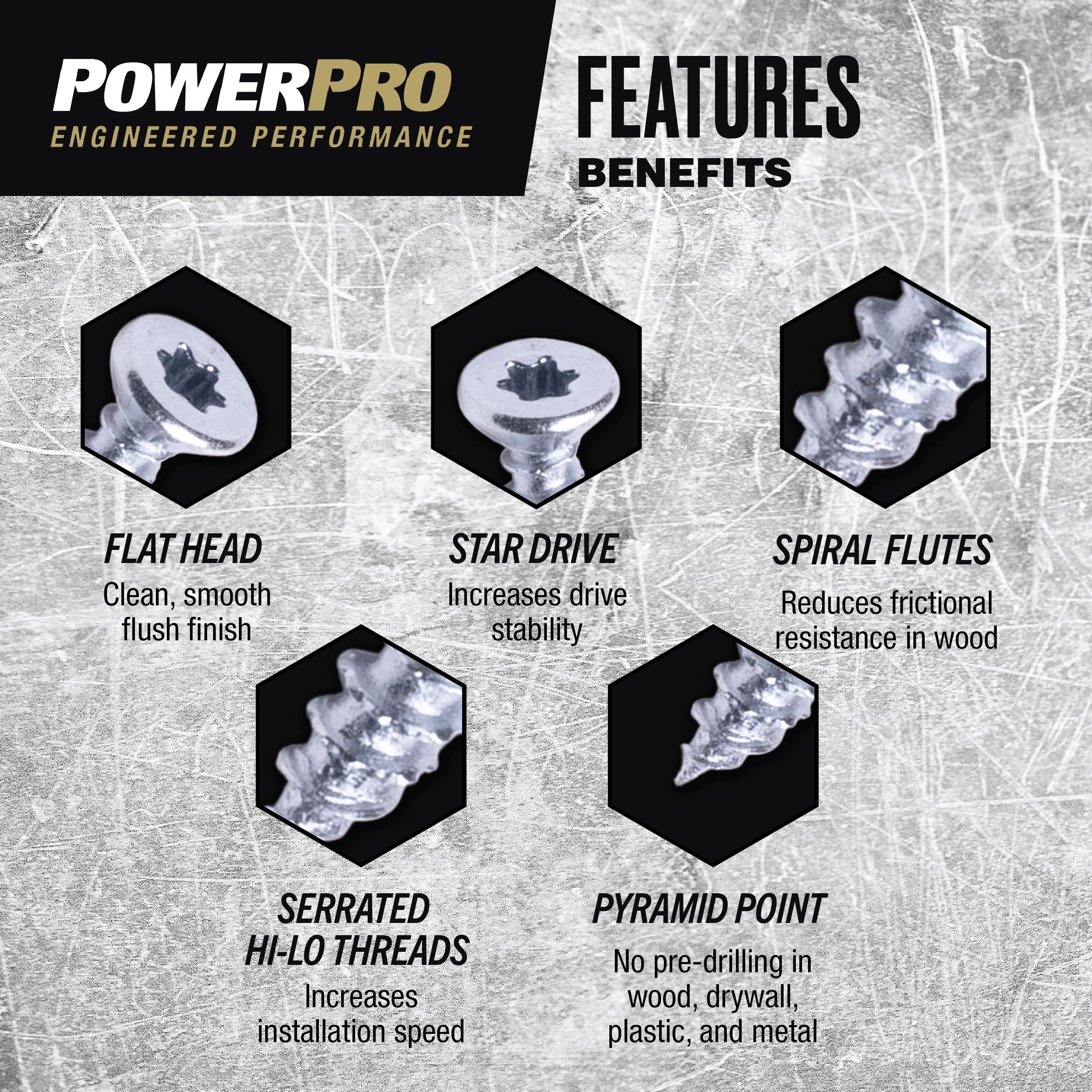Power Pro Interior and Exterior Multi-Mateial Screws, Multiple Sizes, Steel, Epoxy Coated, Silver and Bronze, 120 pack