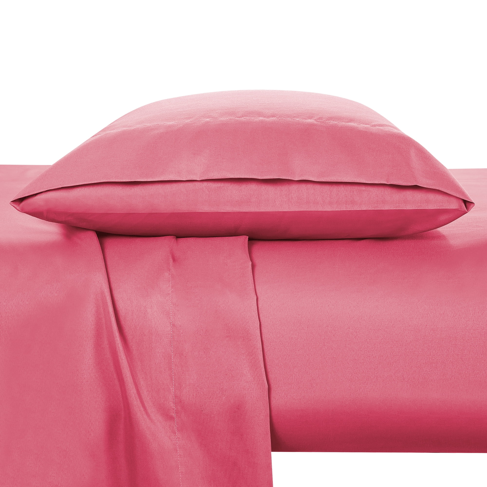 4-Piece Microfiber Bed Sheet Set,Soft Wrinkle‑Resistant Bedding,CAL.KING,Pink