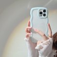 thumbnail image 1 of Cute Transparent Curly Wave Case For iPhone 16 Pro Max Funda For iPhone 15 11 12 13 14 Pro Max 16 Plus Candy Bumper Phone Cover Light Blue For iPhone 15 ProMax, 1 of 6