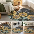 thumbnail image 6 of Sunflowers Rustic Round Rugs 5ft, Spring Summer Pastoral Flowers Black Non Slip Washable Rug Runner, Low Pile Indoor Floor Carpet Mat Bathroom Rugs for Living Room, Bedroom, Kids Room, 6 of 9