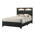 thumbnail image 2 of Modern Black & White Marble 3pc Queen Panel LED Headboard Bed Chest Nightstand Wooden Bedroom Set, 2 of 7