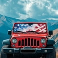 thumbnail image 3 of HUIACONG US Flag Sun Shade Windshield for 2007-2023 Wrangler Rubicon Sahara TJ JK JKU 2 & 4 Door-Blocks UV Rays Sun Visor Protector,Car Sun Shade Keep Your Vehicle Cool,Car Window Shade, 3 of 6