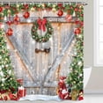 thumbnail image 5 of Rustic Farmhouse Christmas Shower Curtain, Winter Snowflake Wood Barn Door Xmas Shower Curtains for Bathroom, Merry Christmas Shower Curtain Set with 12 Hooks, 72X72in, 5 of 5