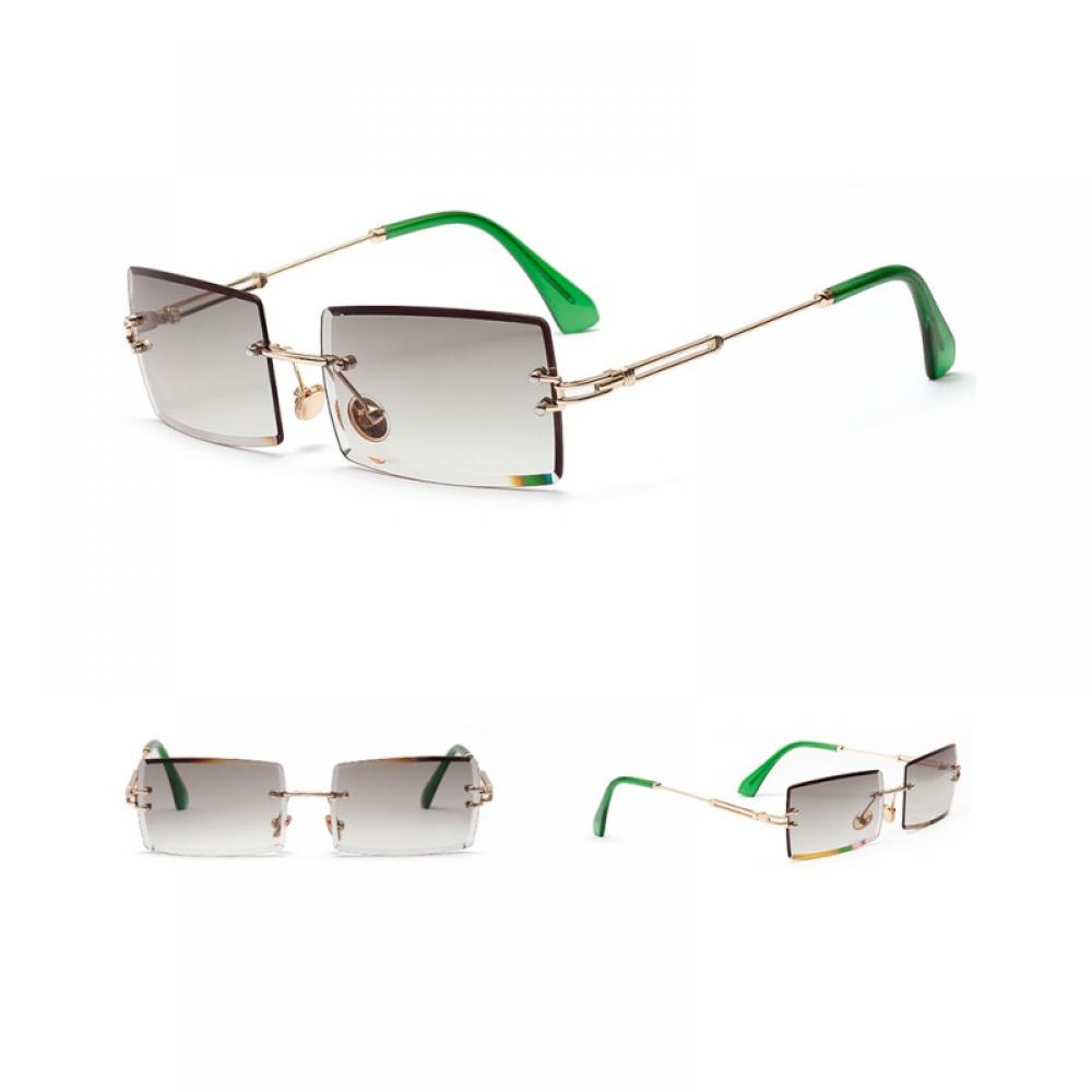 Fashion Small Rectangle Sunglasses Women Ultralight Candy Color Rimless Ocean Sun Glasses - Green - image 4 of 5