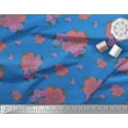 thumbnail image 2 of Soimoi Blue Japan Crepe Satin Fabric Leaves & Rose Floral Decor Fabric Printed Yard 42 Inch Wide, 2 of 3